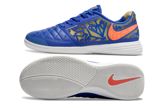Tênis Futsal Nike Lunar Gato IC - Azul, laranja e Dourada
