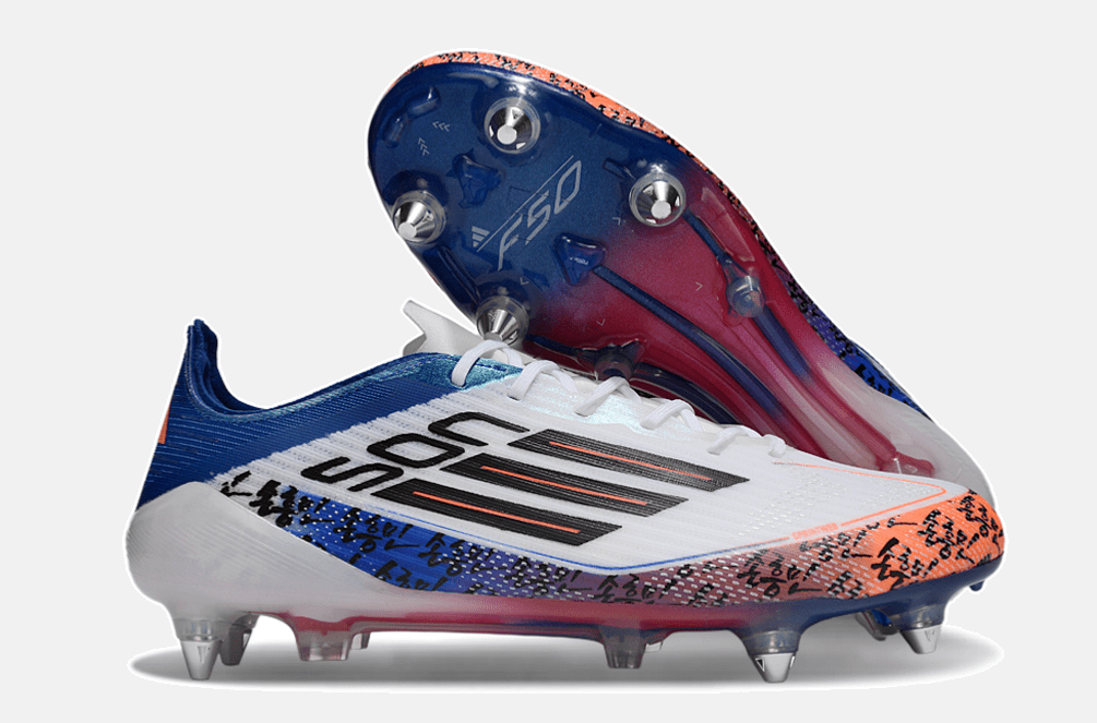Chuteira Adidas F50 Son Elite SG - Branca, Azul e Laranja - MAGNUM SPORT*