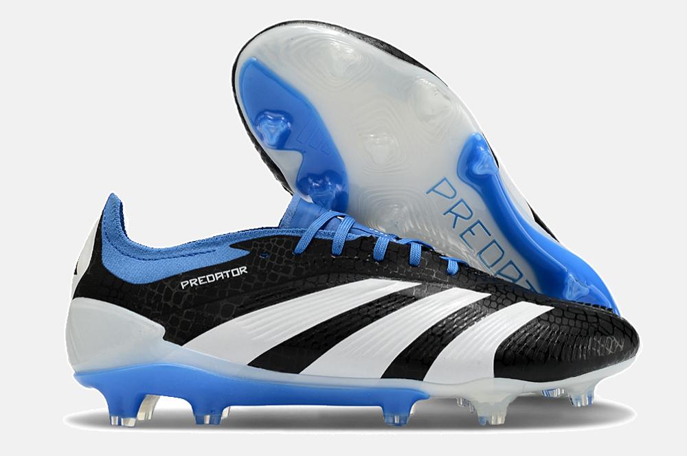 Chuteira Adidas Predator Elite FG - Branca, Preta e Azul