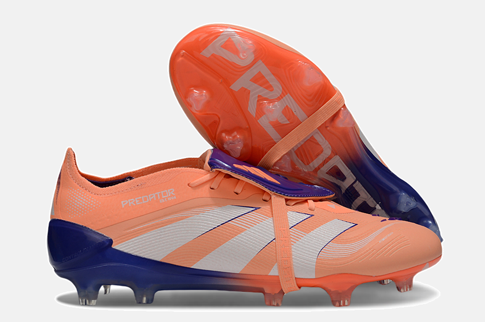 Chuteira Adidas Predator Elite Fold-Over Tongue FG - Laranja, Azul e Branca - imagem 8