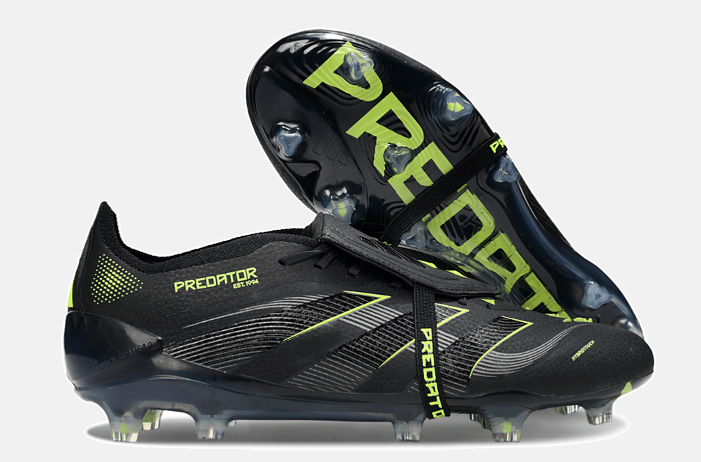 Chuteira Adidas Predator Elite Fold-Over Tongue FG - Preta, Cinza e Verde - Eletric Stealth Pack - MAGNUM SPORT*