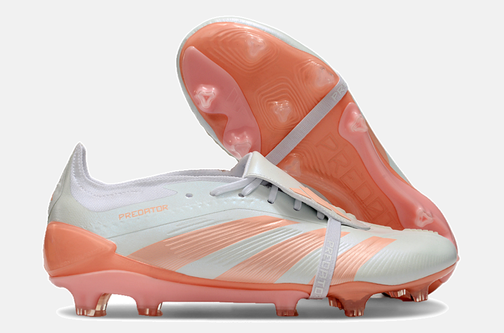 Chuteira Adidas Predator Elite Tongue FG - Branca e Salmão