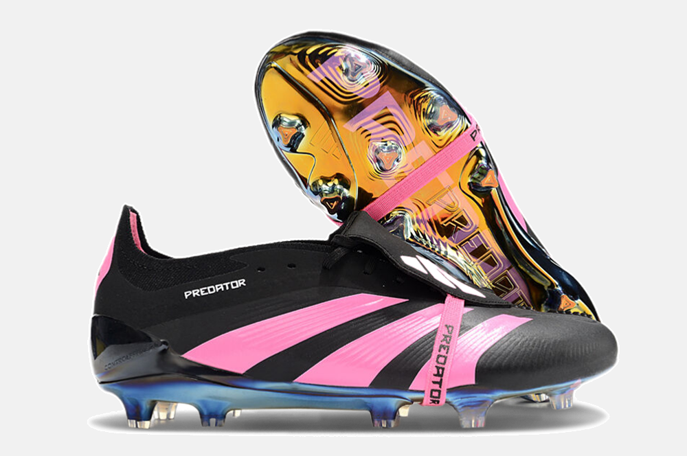 Chuteira Adidas Predator Elite Tongue FG - Preta e Rosa