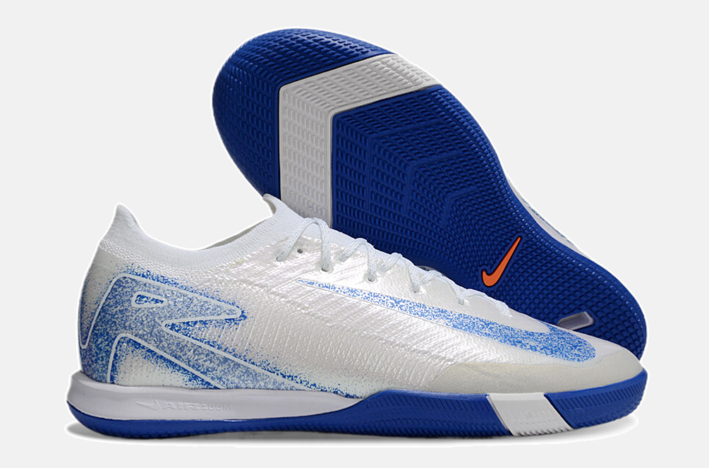 Chuteira Futsal Nike Mercurial Air Zoom Vapor 16 IC - Branca e Azul - imagem 8