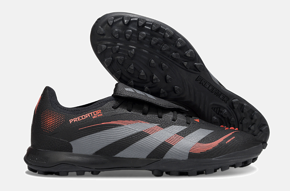 Chuteira Society Adidas Predator Elite Fold-Over Tongue TF - Preta, Cinza e Vermelha