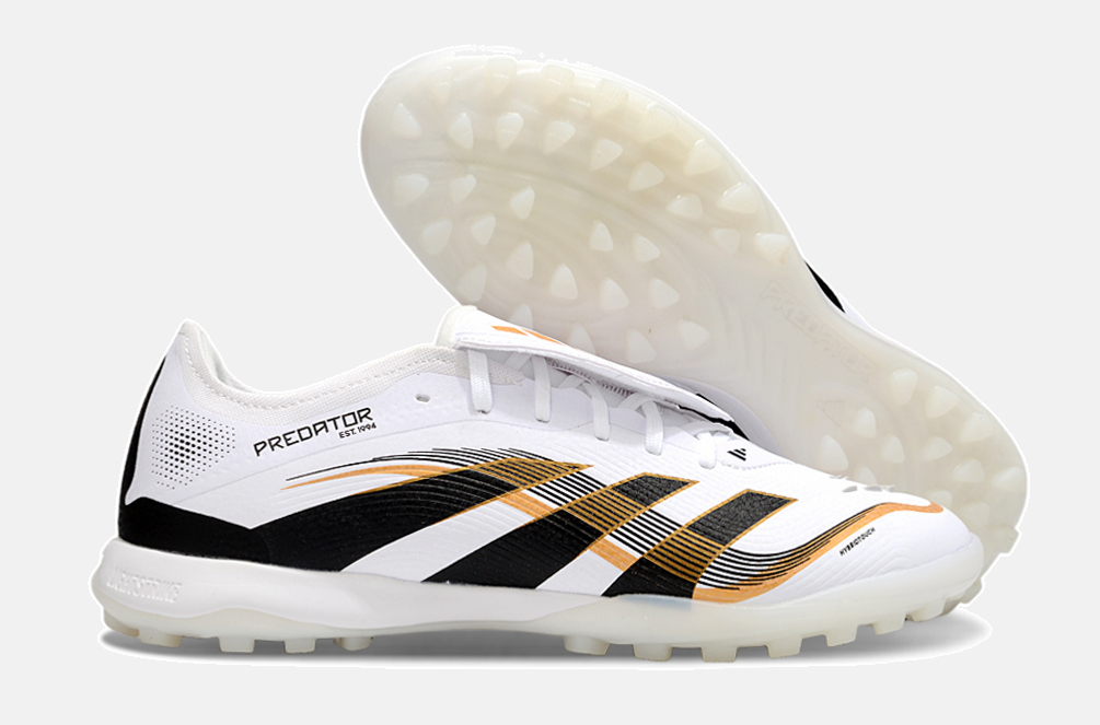 Chuteira Society Adidas Predator Elite Fold-Over Tongue TF - Branca, Preta e Dourada
