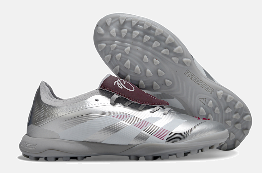 Chuteira Society Adidas Predator Elite Fold-Over Tongue TF - Prata, Branca e Vermelha