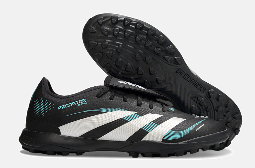 Chuteira Society Adidas Predator Elite Fold-Over Tongue TF - Preta, Prata e Azul