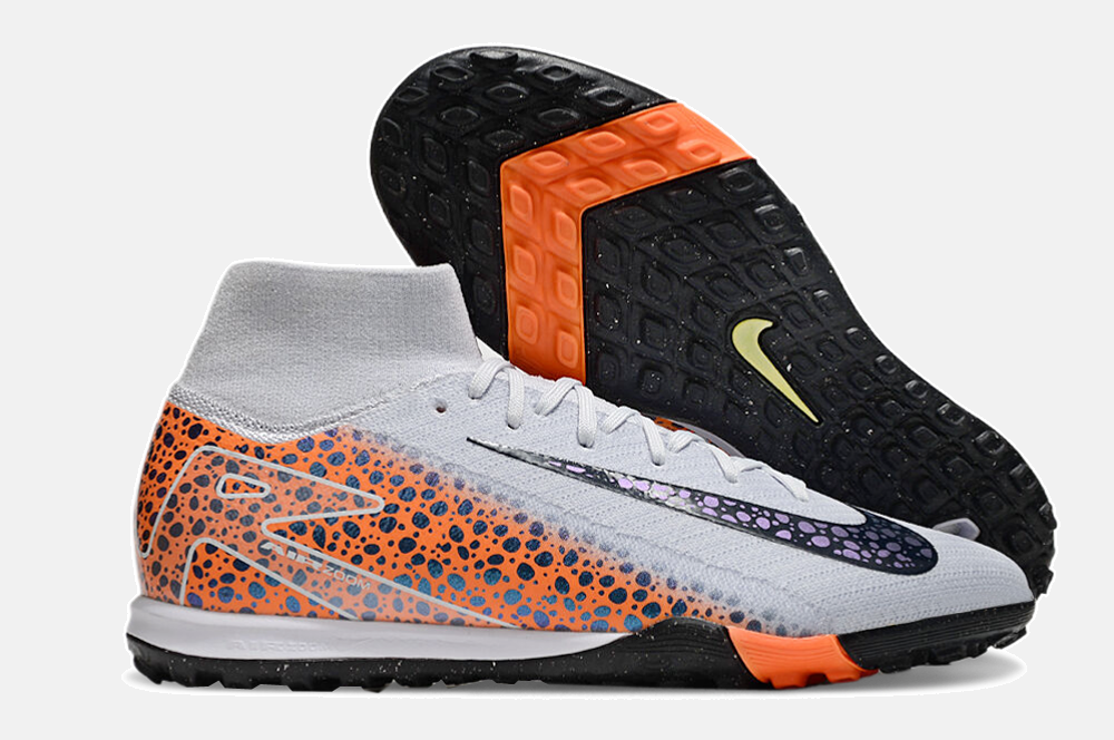 Chuteira Society Nike Air Zoom Mercurial Superfly 10 Elite TF - Cinza e Laranja - imagem 7