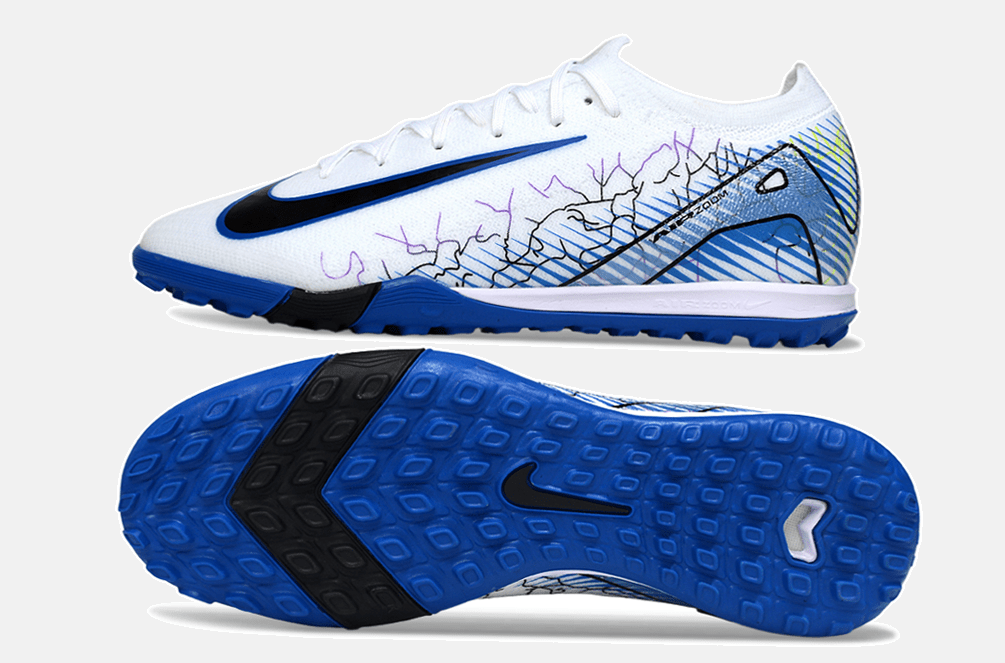 Chuteira Society Nike Air Zoom Mercurial Vapor 16 Elite TF - Branca, Azul e Preta - MAGNUM SPORT*