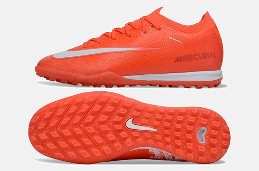 Chuteira Society Nike Air Zoom Mercurial Vapor 16 Elite TF - Laranja e Branca