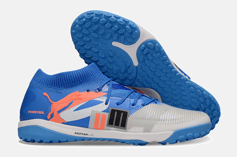 Chuteira Society Puma Future 8 TF - Cinza, Azul e Laranja - Forever Pack - MAGNUM SPORT*