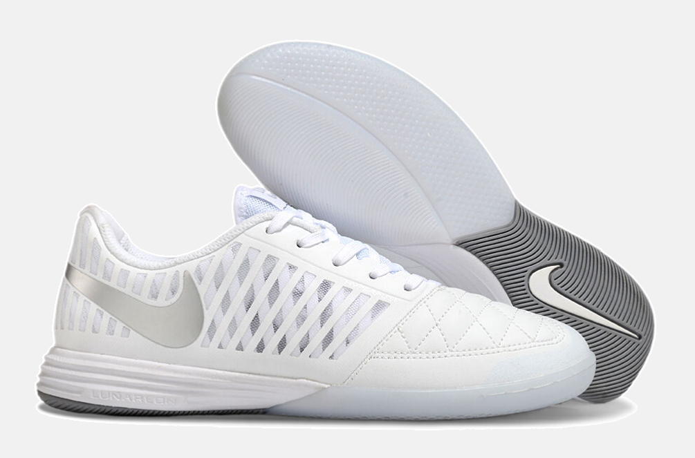Tênis Futsal Nike Lunar Gato IC - Branca e Prata