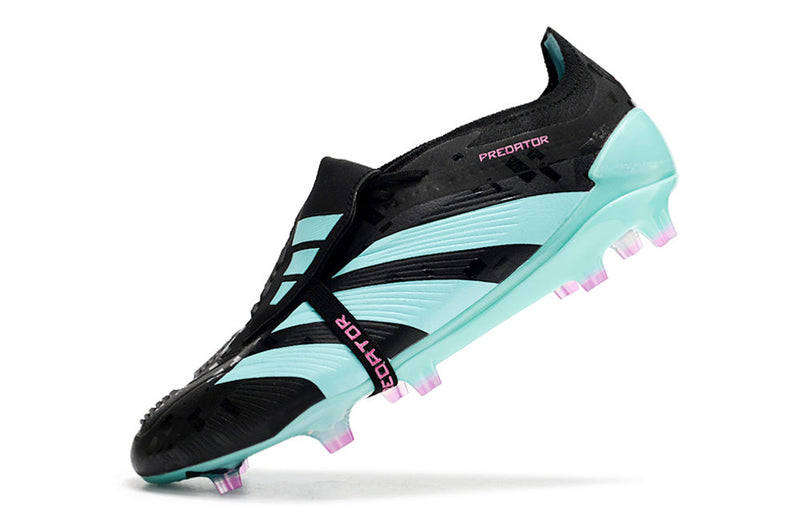 Chuteira Adidas Predator Elite Tongue FG - Preta e Ciano