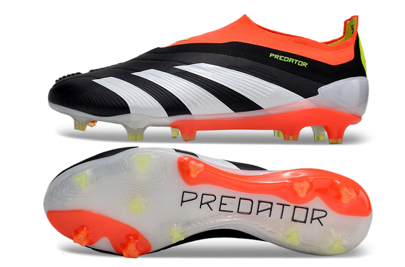 Chuteira Adidas Predator Elite Laceless FG - Preta, Branca e Laranja