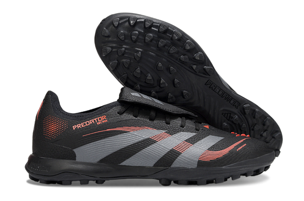 Chuteira Society Adidas Predator Elite Fold-Over Tongue TF - Preta, Cinza e Vermelha