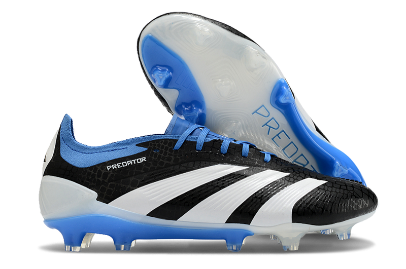 Chuteira Adidas Predator Elite FG - Branca, Preta e Azul