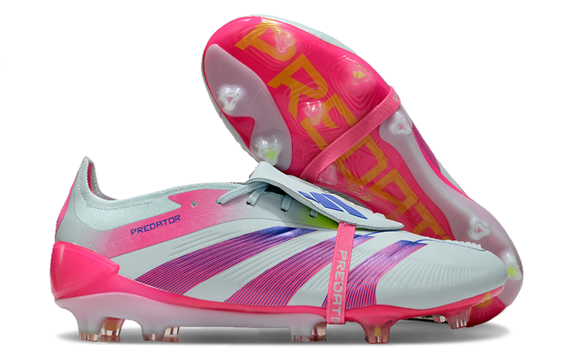 Chuteira Adidas Predator Elite Tongue FG - Branca e Rosa