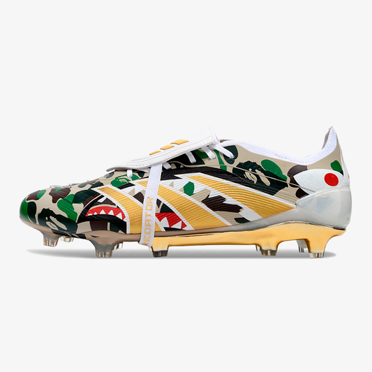 Chuteira Adidas Predator Elite Fold-Over Tongue FG - Branca, Dourada e Verde