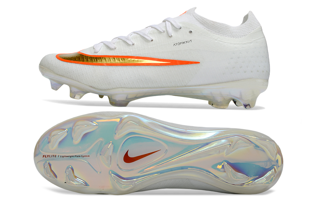 Chuteira Nike Air Zoom Mercurial Vapor 17 Elite FG - Branca e Laranja