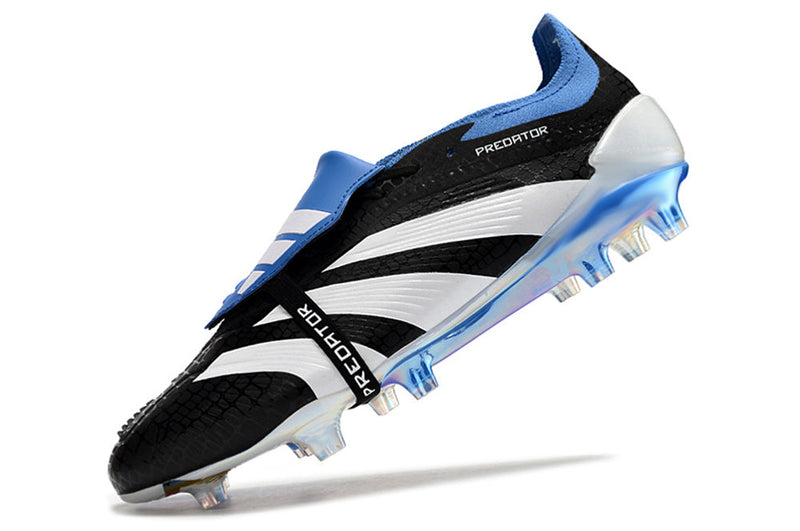 Chuteira Adidas Predator Elite Tongue FG - Preta, Branca e Azul