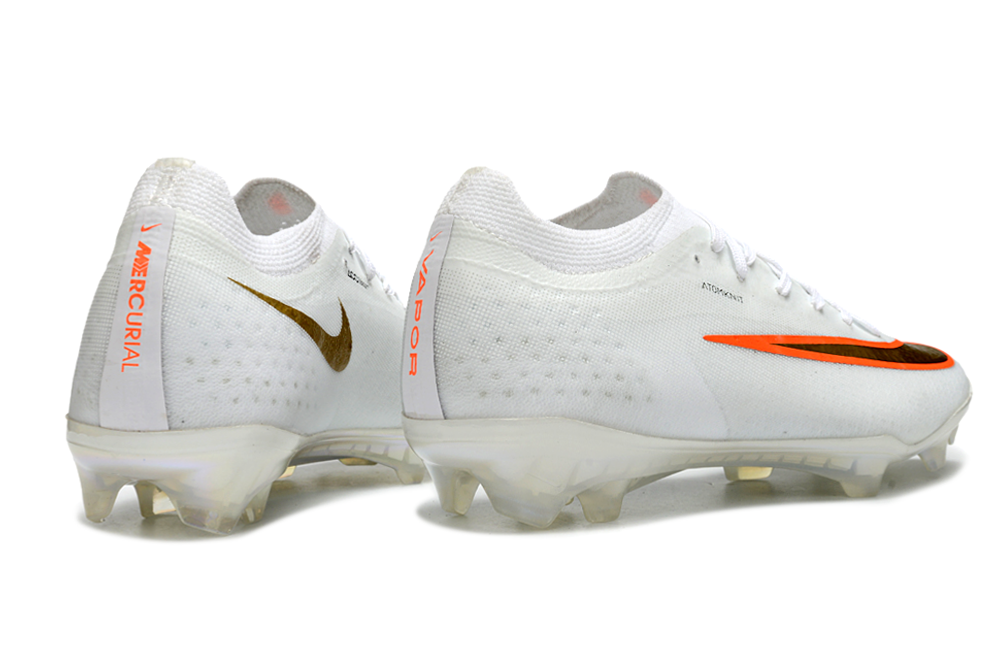 Chuteira Nike Air Zoom Mercurial Vapor 17 Elite FG - Branca e Laranja