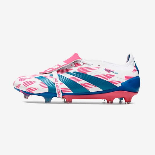 Chuteira Adidas Predator Elite Tongue FG - Branca, Azul e Rosa
