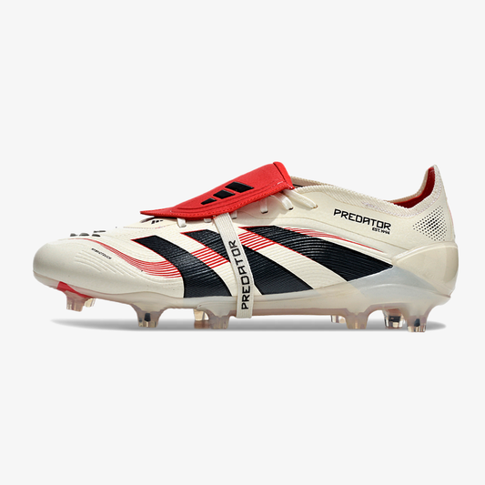 Chuteira Adidas Predator Elite Fold-Over Tongue FG - Begê, Vermelha e Preta