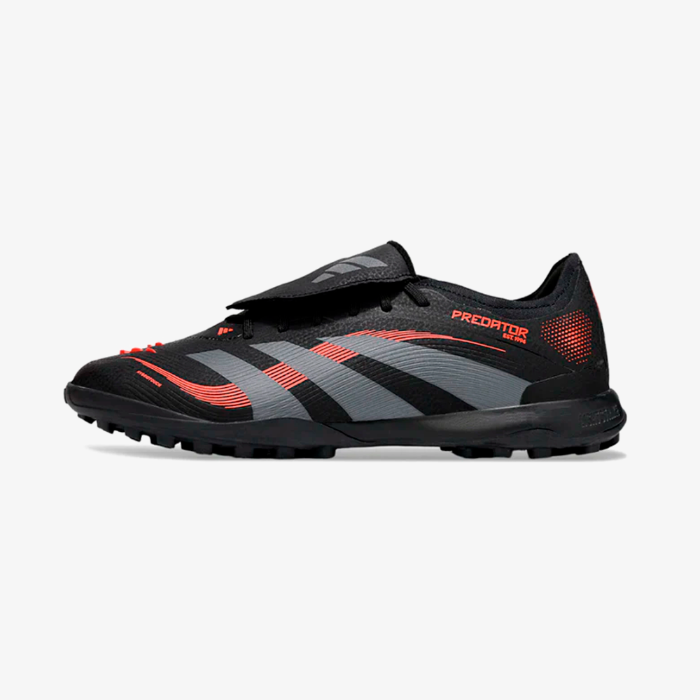 Chuteira Society Adidas Predator Elite Fold-Over Tongue TF - Preta, Cinza e Vermelha