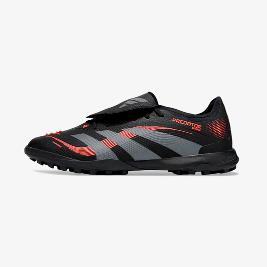Chuteira Society Adidas Predator Elite Fold-Over Tongue TF - Preta, Cinza e Vermelha