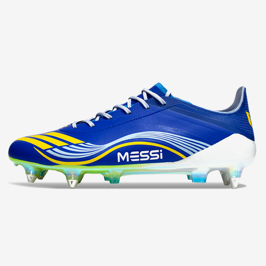 Chuteira Adidas F50 Messi Elite SG - Azul, Branca e Amarela