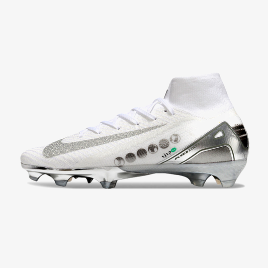 Chuteira Nike Air Zoom Mercurial Superfly 10 Edição Especial Elite FG - Branca e Prata