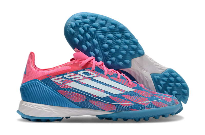 Chuteira Society Adidas F50.1 TF - Rosa e Azul