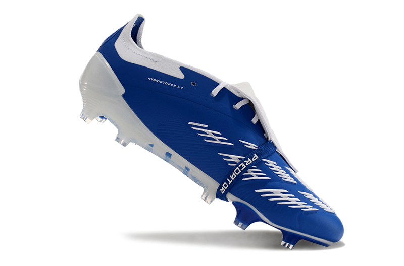 Chuteira Adidas Predator Elite Tongue FG - Azul e Branca