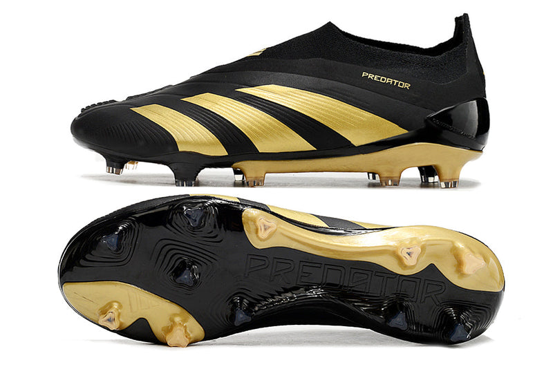 Chuteira Adidas Predator Elite Laceless FG - Preta e Dourada