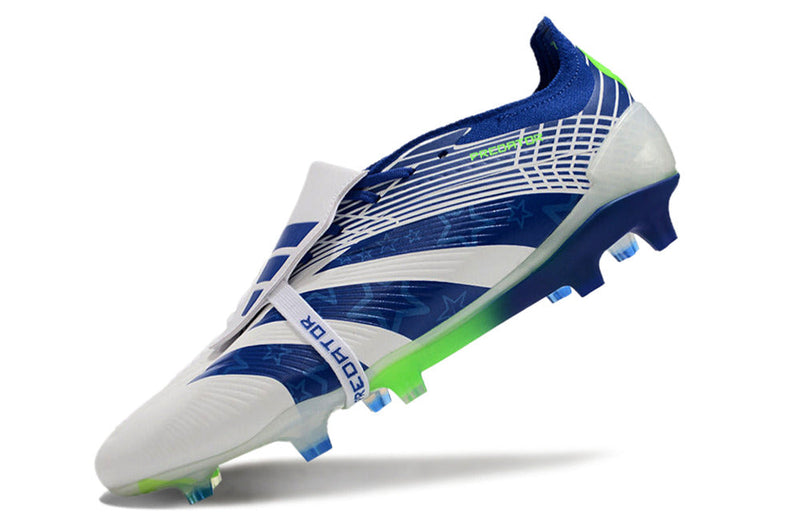 Chuteira Adidas Predator Elite Tongue FG - Branca e Azul