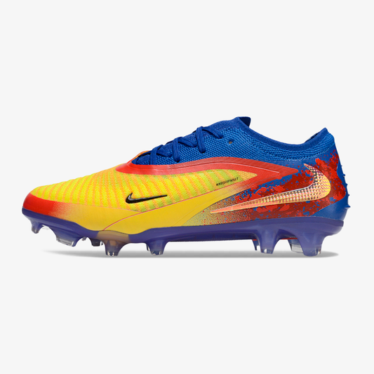 Chuteira Nike Phantom 6 Edição Especial Haaland Elite  FG - Azul, Amarela e Vermelha