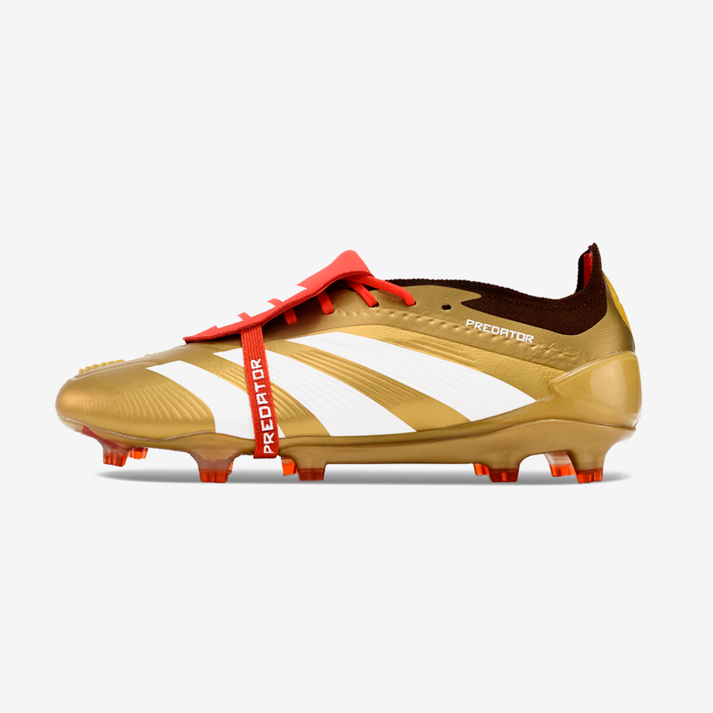 Chuteira Adidas Predator Elite Tongue FG - Dourada e Branca