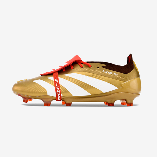 Chuteira Adidas Predator Elite Tongue FG - Dourada e Branca