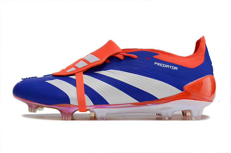 Chuteira Adidas Predator Elite Tongue FG - Azul, Branca e Laranja