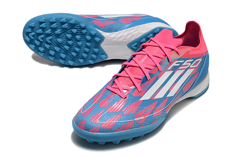 Chuteira Society Adidas F50.1 TF - Rosa e Azul