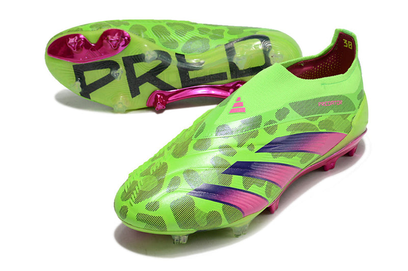 Chuteira Adidas Predator Elite Laceless FG - Verde e Rosa