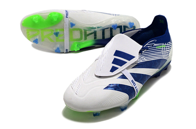 Chuteira Adidas Predator Elite Tongue FG - Branca e Azul