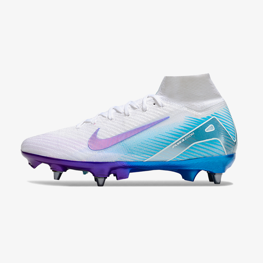 Chuteira Nike Zoom Mercurial SuperFly 10 Elite SG - Branca, Azul e Rosa