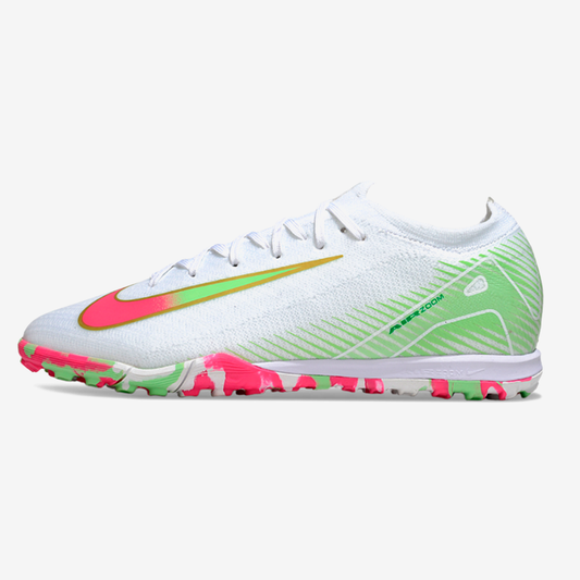 Chuteira Society Nike Air Zoom Mercurial Vapor 16 Elite TF - Branca, Verde e Rosa