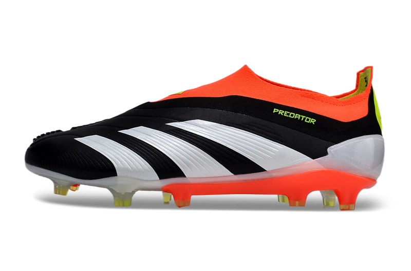 Chuteira Adidas Predator Elite Laceless FG - Preta, Branca e Laranja