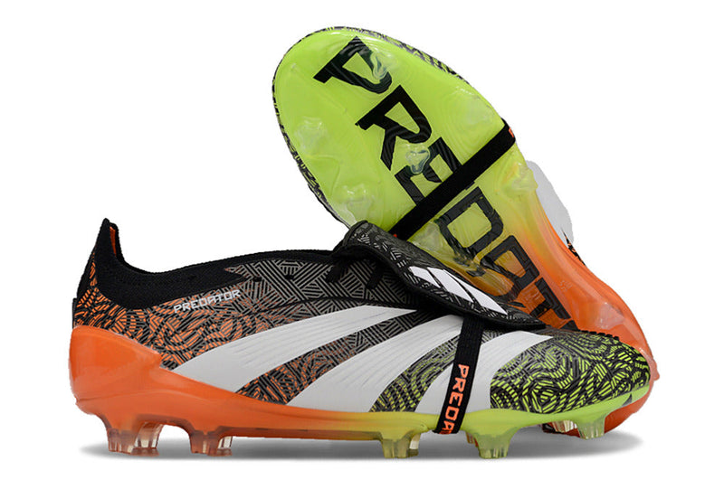 Chuteira Adidas Predator Elite Tongue FG - Branca, Laranja e Verde