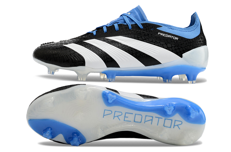 Chuteira Adidas Predator Elite FG - Branca, Preta e Azul