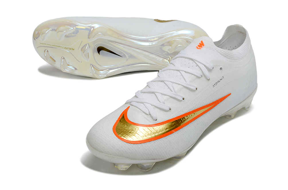 Chuteira Nike Air Zoom Mercurial Vapor 17 Elite FG - Branca e Laranja