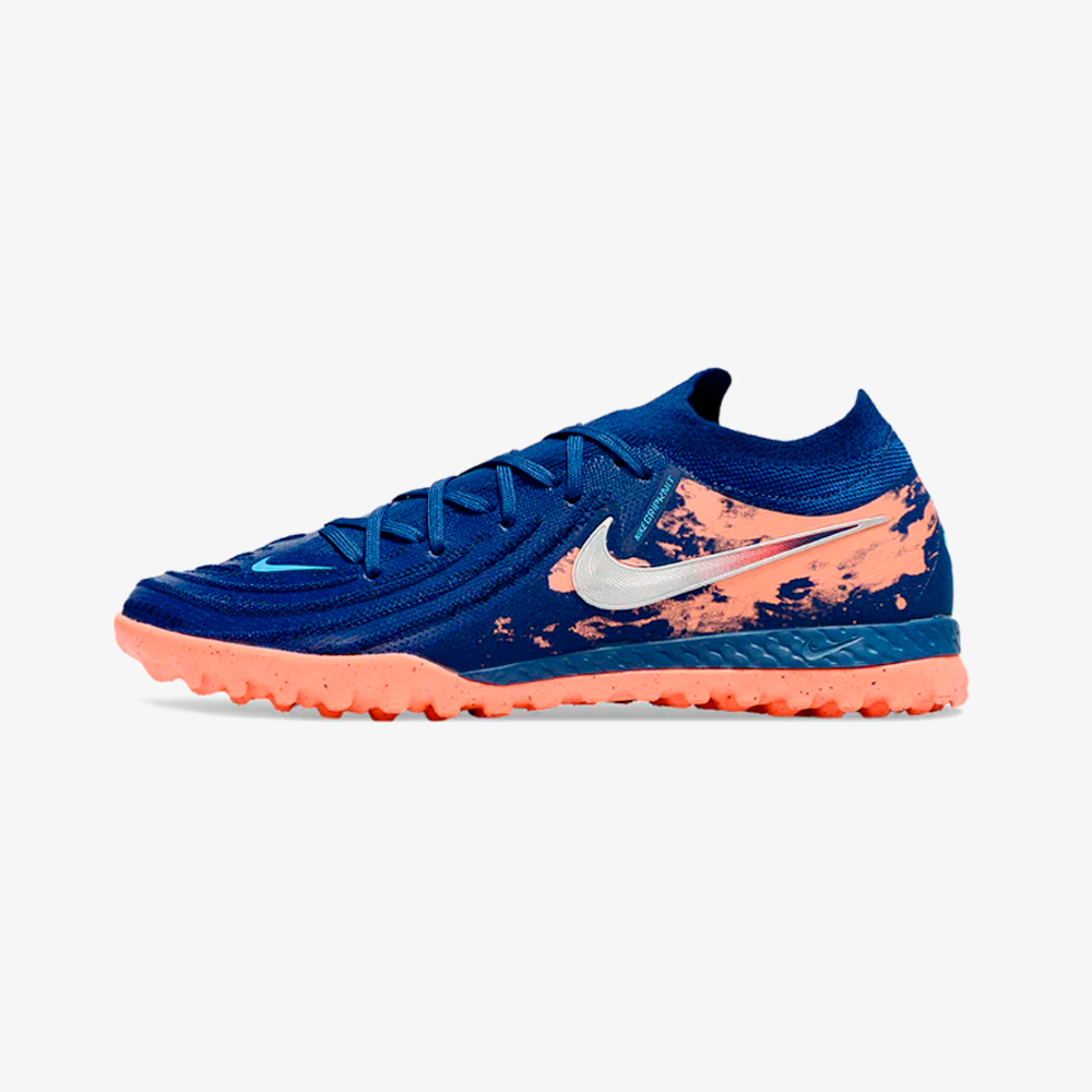 Chuteira Society Nike Phantom GX II TF - Azul e Laranja - vista frontal